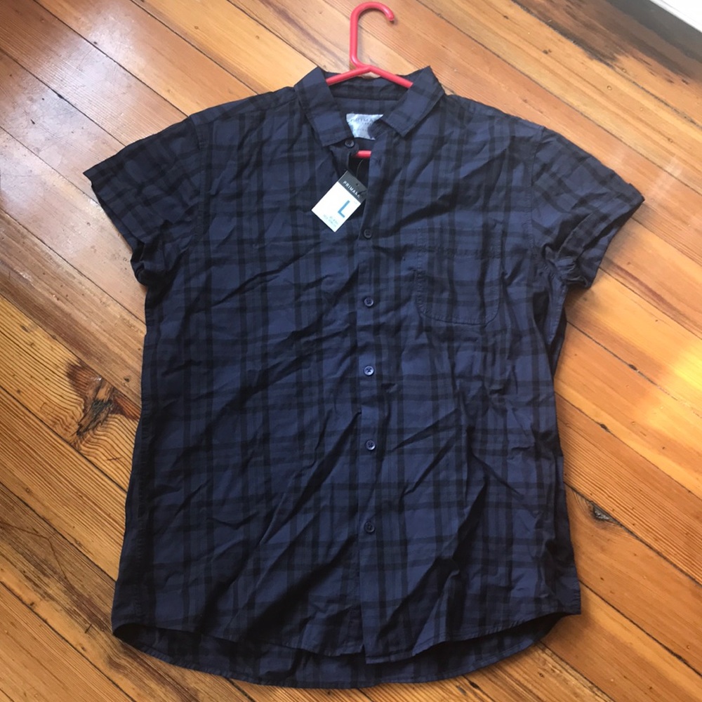 Primark short sleeved plaid button down shirt